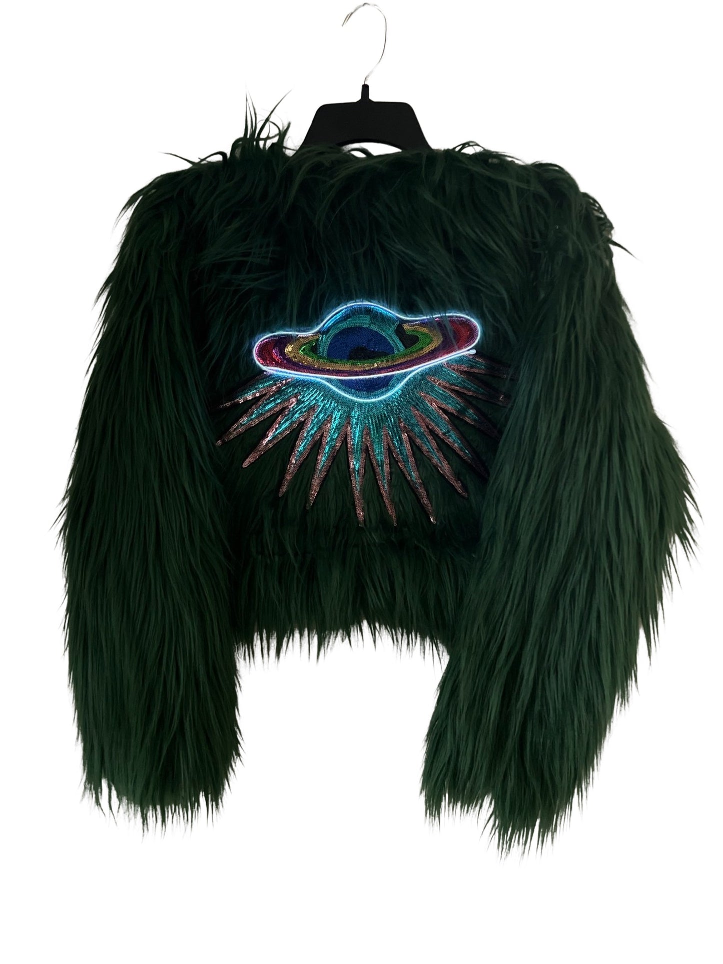 Green Galaxy Fur LED Jacket