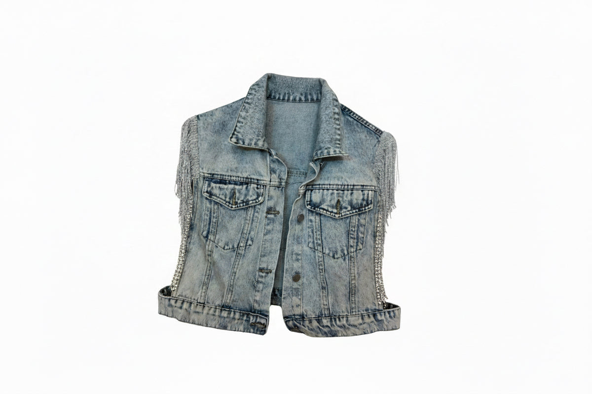 Denim Temptation Fringe LED Vest