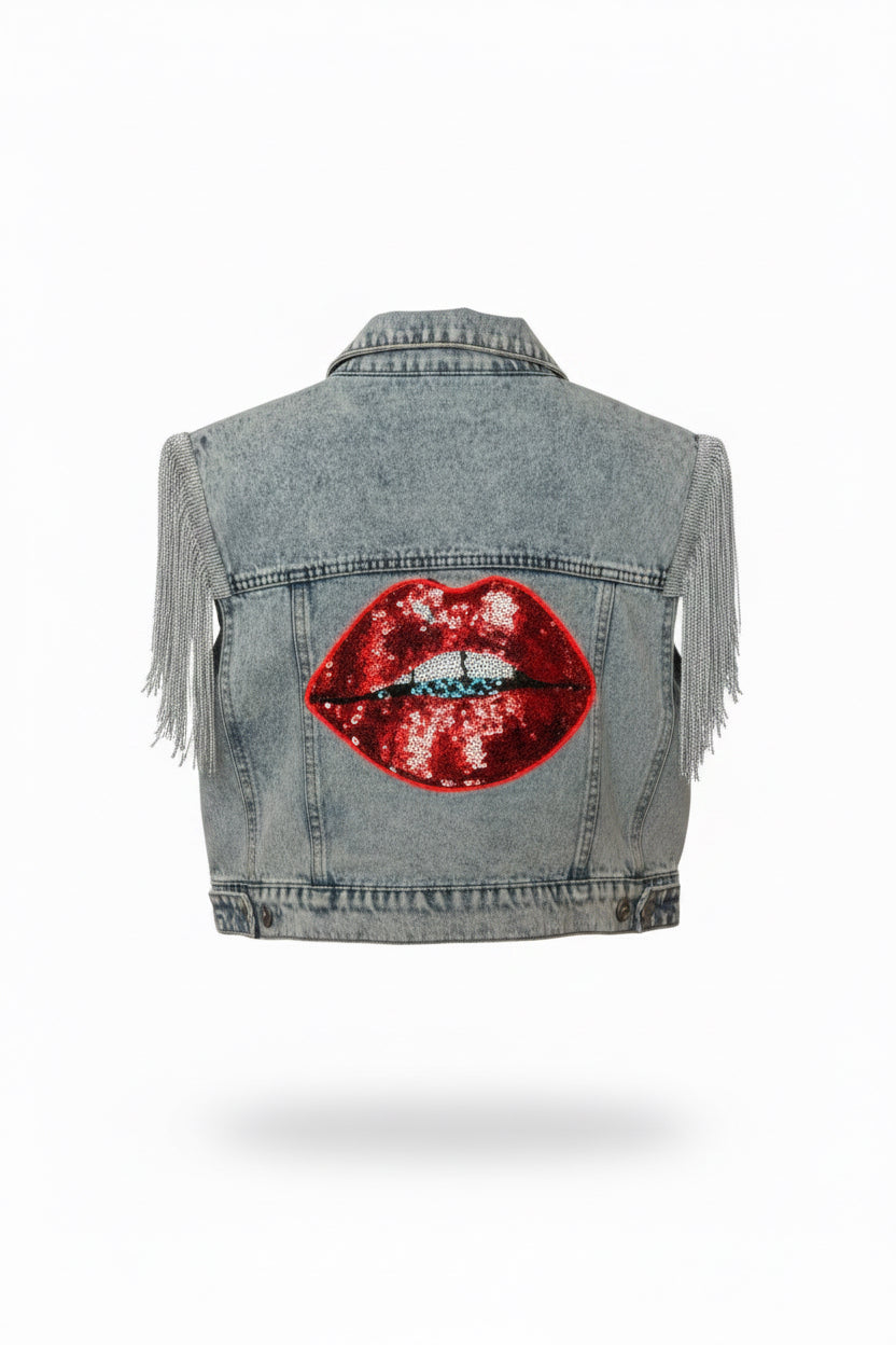 Denim Temptation Fringe LED Vest