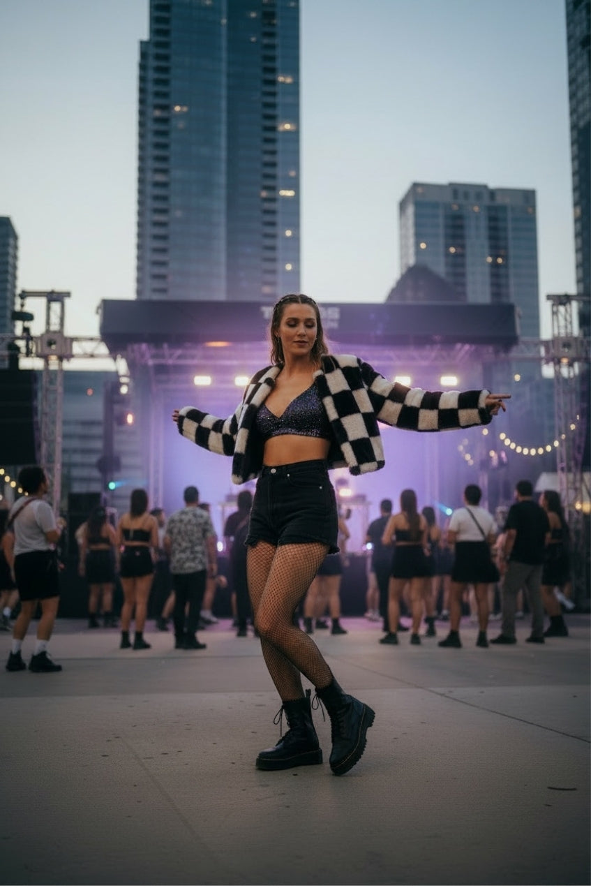 Cosmic Saturn Checkered LED Jacket