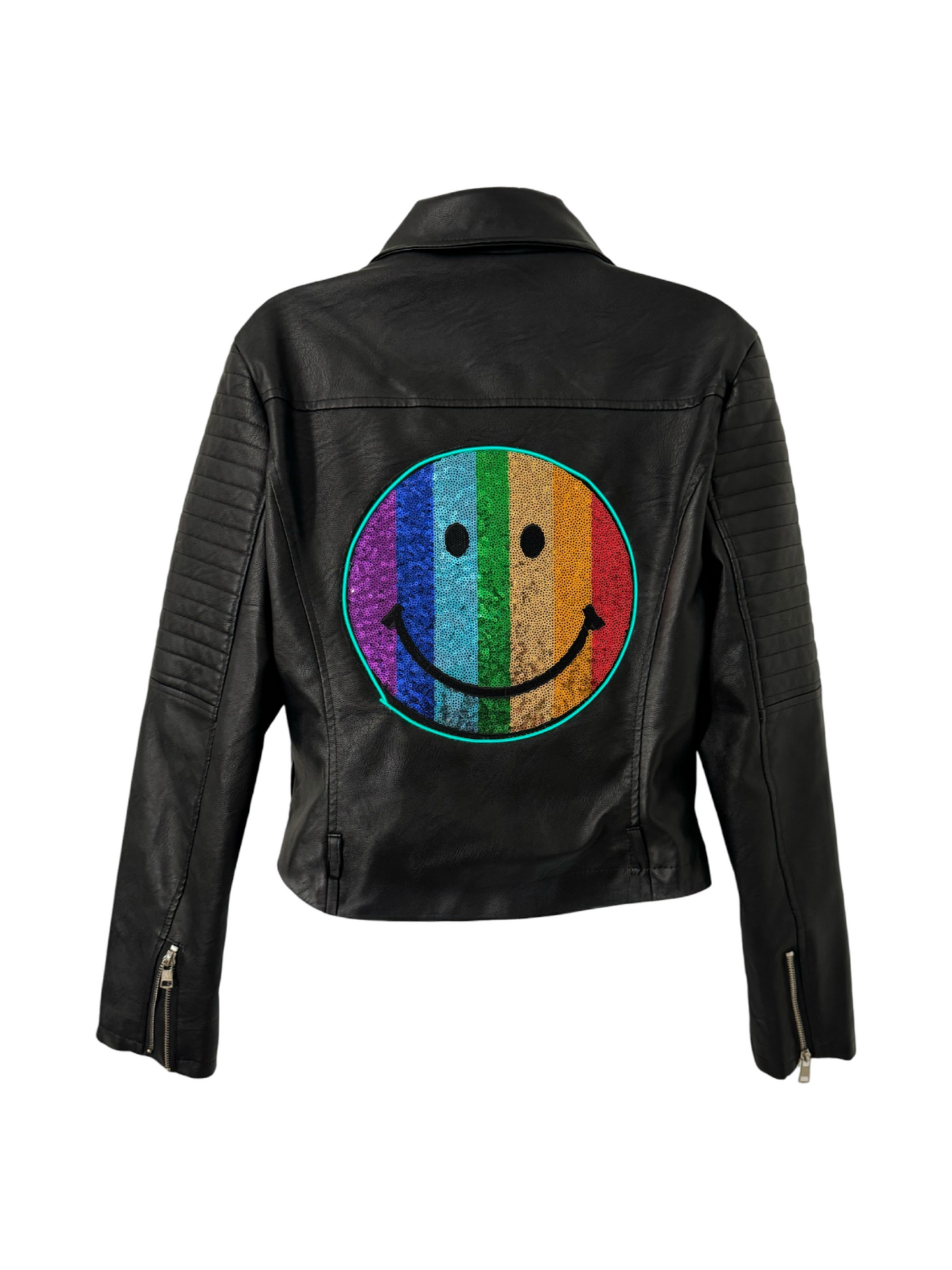 Rainbow Smiley Noir LED Jacket