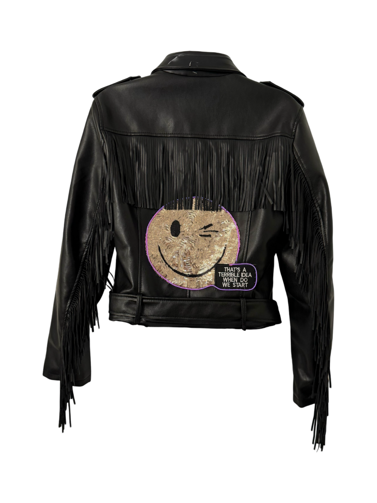Up To No Good Fringe Leather LED Jacket