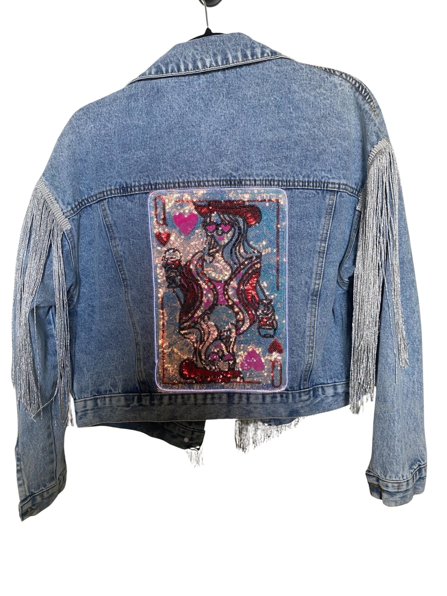 Queen of Hearts Denim Fringe LED Jacket