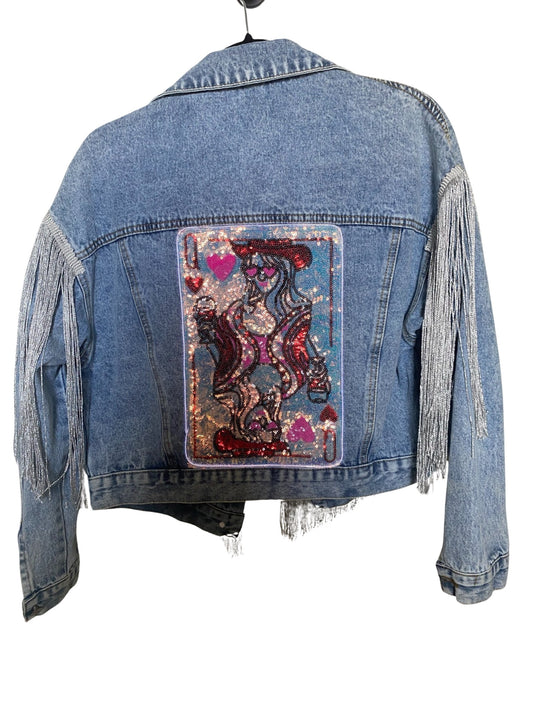 Queen of Hearts Denim Fringe LED Jacket