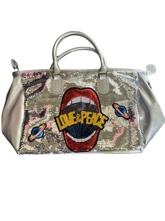 Cosmic Expression Silver Sequins Duffle Bag